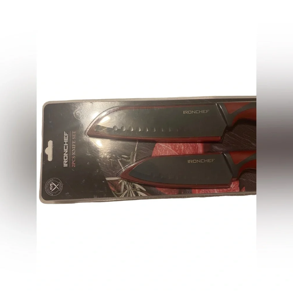 Ironchef Kitchen Knife Set 2 Piece Santoku With Sheath NEW